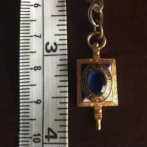 Class of 1976 Blue & White Charm Keychain Goldtone